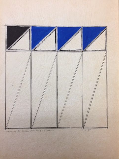 Gordon House, Drawing for Screen Painting (Four Panels), 1968
Ink and pencil on paper, 13 3/4 x 9 1/8 in. (34.9 x 23.2 cm)
HOU-00001