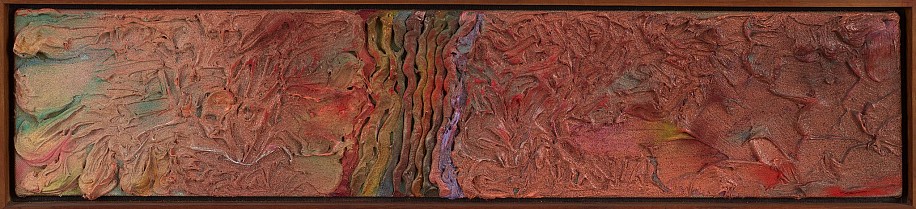 Stanley Boxer, Bloomblushfacturedfillingglare, 1983
Oil on linen, 5 x 24 in. (12.7 x 61 cm)
BOX-00083