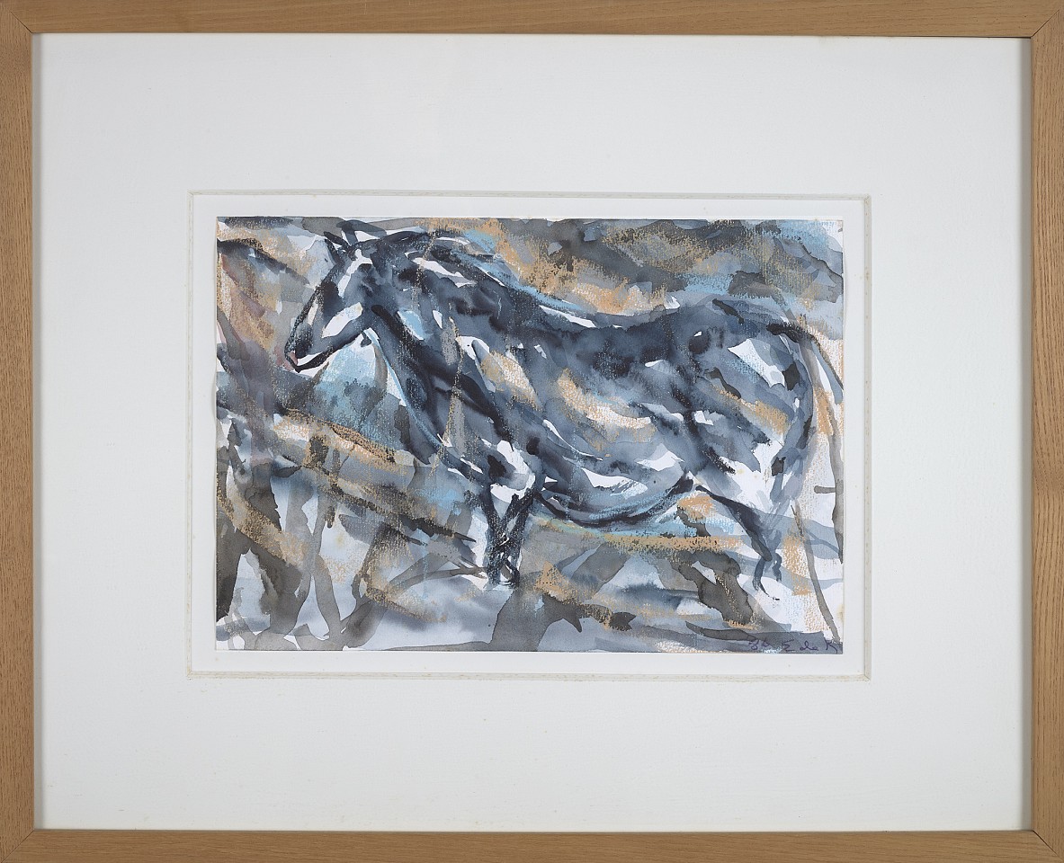 Elaine de Kooning, Cave #84, Blue and Gold Horse | SOLD, 1986
Watercolor, oil crayon on paper, 9 3/4 x 14 in. (24.8 x 35.6 cm)
EDEK-00007
