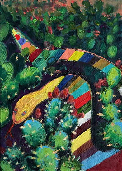 Katie Ruiz, Nopales-Serp, 2019
Oil on canvas, 7 x 4 7/8 in. (17.8 x 12.4 cm)
NYSSRUI-00002