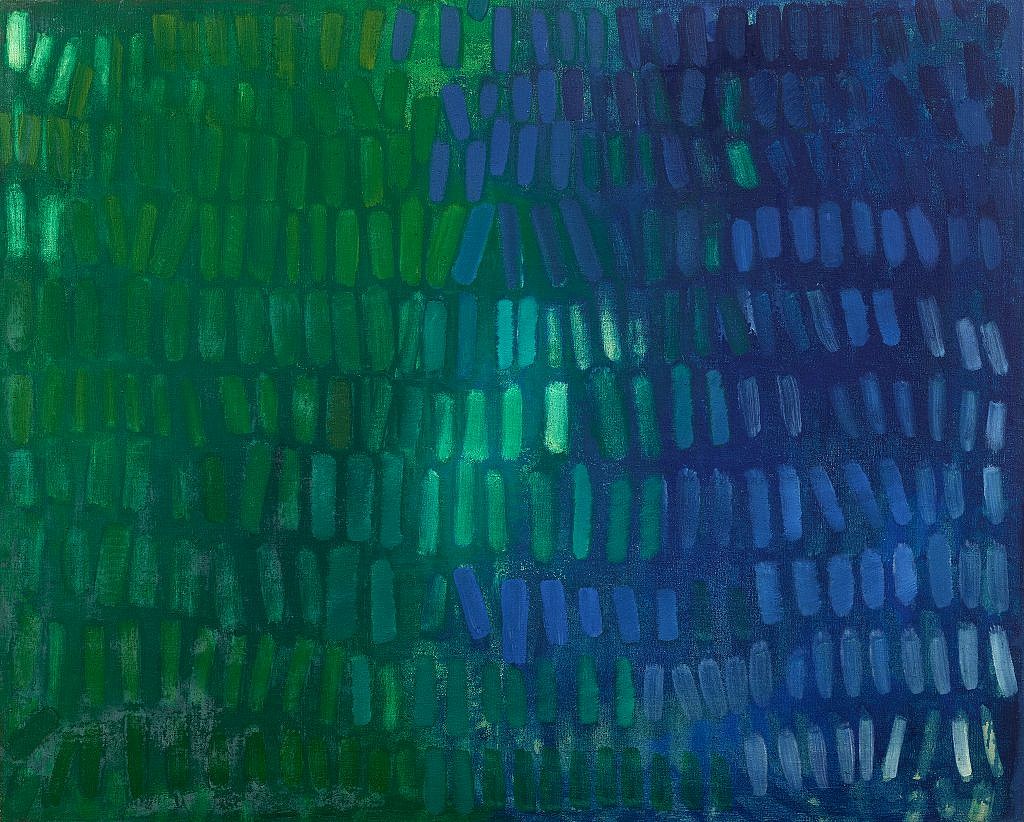 Yvonne Thomas, Blue Green No. II | SOLD, 1963
Oil on canvas, 40 x 50 in. (101.6 x 127 cm)
THO-00100