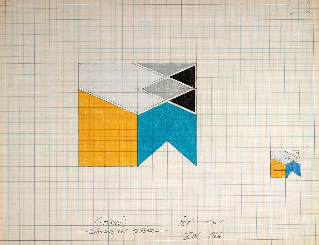 Larry Zox, Tikke"" -Diamond Cut Series-, 1966
Colored Pencil & Graphite on Paper, 17 1/8 x 22 1/8 in. (43.5 x 56.2 cm)
ZOX-00124