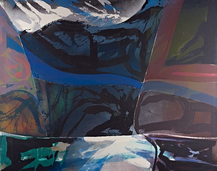 Syd Solomon, Seasentry, 1976
Acrylic and aerosol enamel on canvas, 76 x 96 in. (193 x 243.8 cm)
© Estate of Syd Solomon
SOL-00083