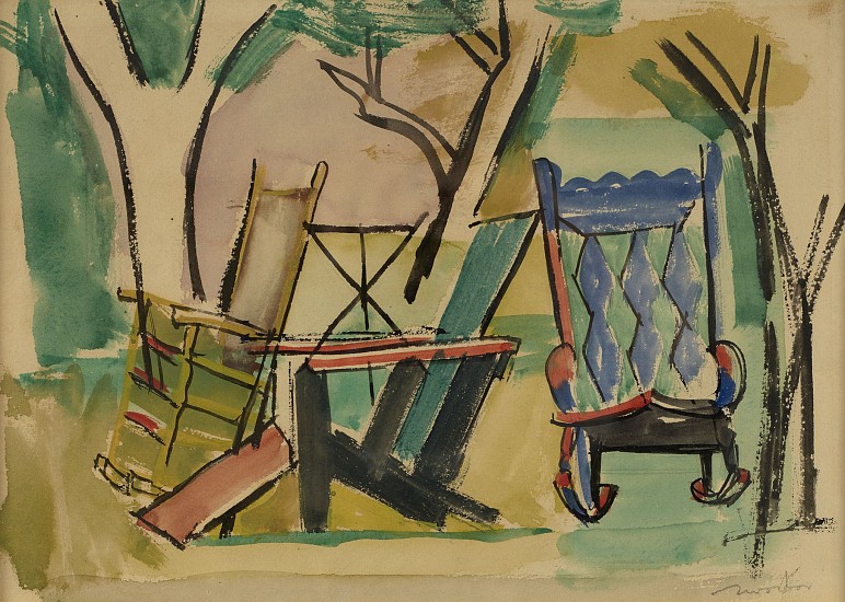 Jack Tworkov, Garden Chairs | SOLD, c. 1949
Watercolor on paper, 7 1/2 x 10 1/2 in. (19.1 x 26.7 cm)
TWOR-00001