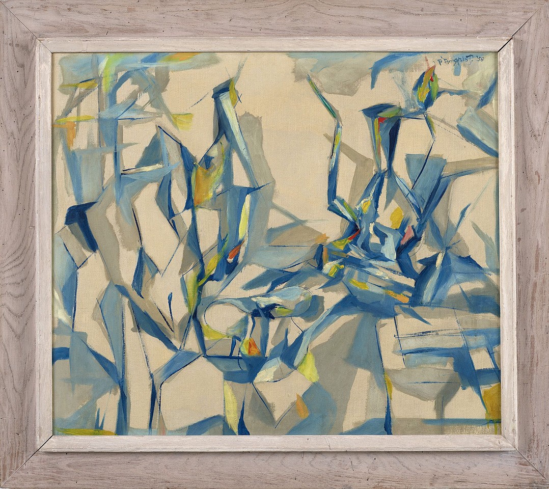 Pearl Angrist, Flight in Blue | SOLD, 1958
Oil on canvas, 24 1/4 x 28 in. (61.6 x 71.1 cm)
ANG-00014