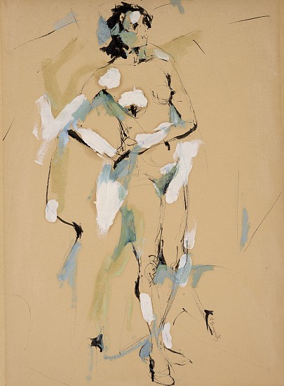 Pearl Angrist, Nude, hands on hips, c. 1950-58
Oil on paper, 26 x 18 1/2 in. (66 x 47 cm)
ANG-00021