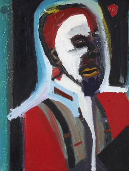 Frederick J. Brown, Mask Man, Portrait of Jean-Claude Samuel, 1982
Oil on canvas, 24 x 18 in. (61 x 45.7 cm)
BROW-00082
