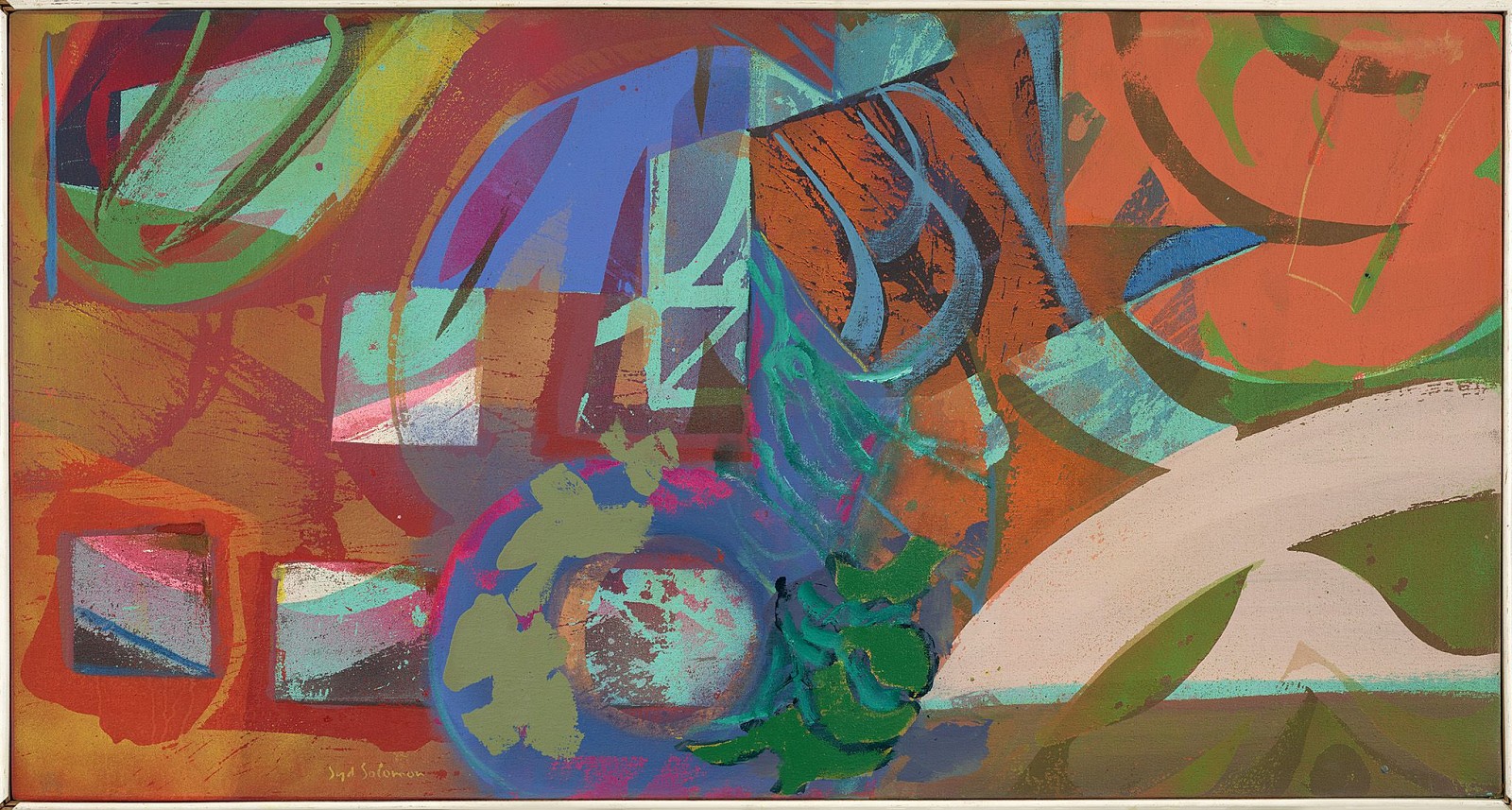 Syd Solomon, Daystart, 1979
Acrylic and aerosol enamel on canvas, 26 1/2 x 50 1/4 in. (67.3 x 127.6 cm)
SOL-00212