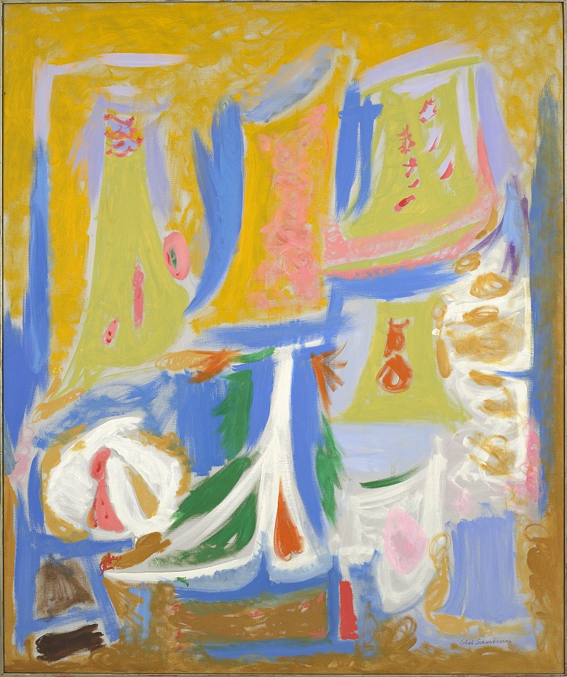 Ethel Schwabacher, Steps of the Sun | SOLD, 1957
Oil on linen, 66 x 55 in. (167.6 x 139.7 cm)
SCHW-00011