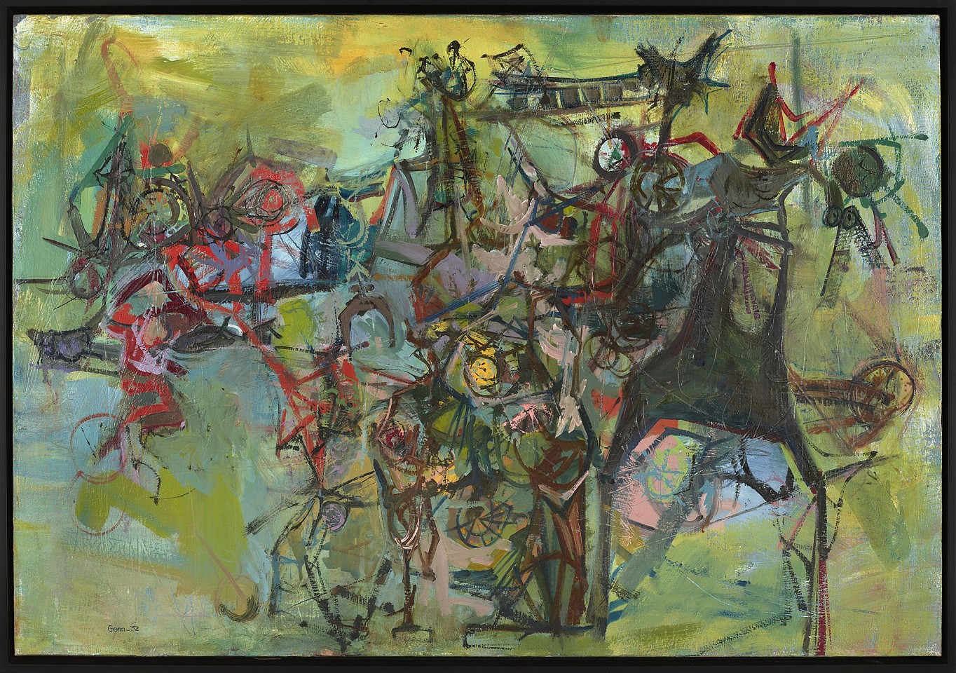 Nancy Genn, Untitled (Circus) | SOLD, 1952
Oil on canvas, 24 7/8 x 36 in. (63.2 x 91.4 cm)
GEN-00002