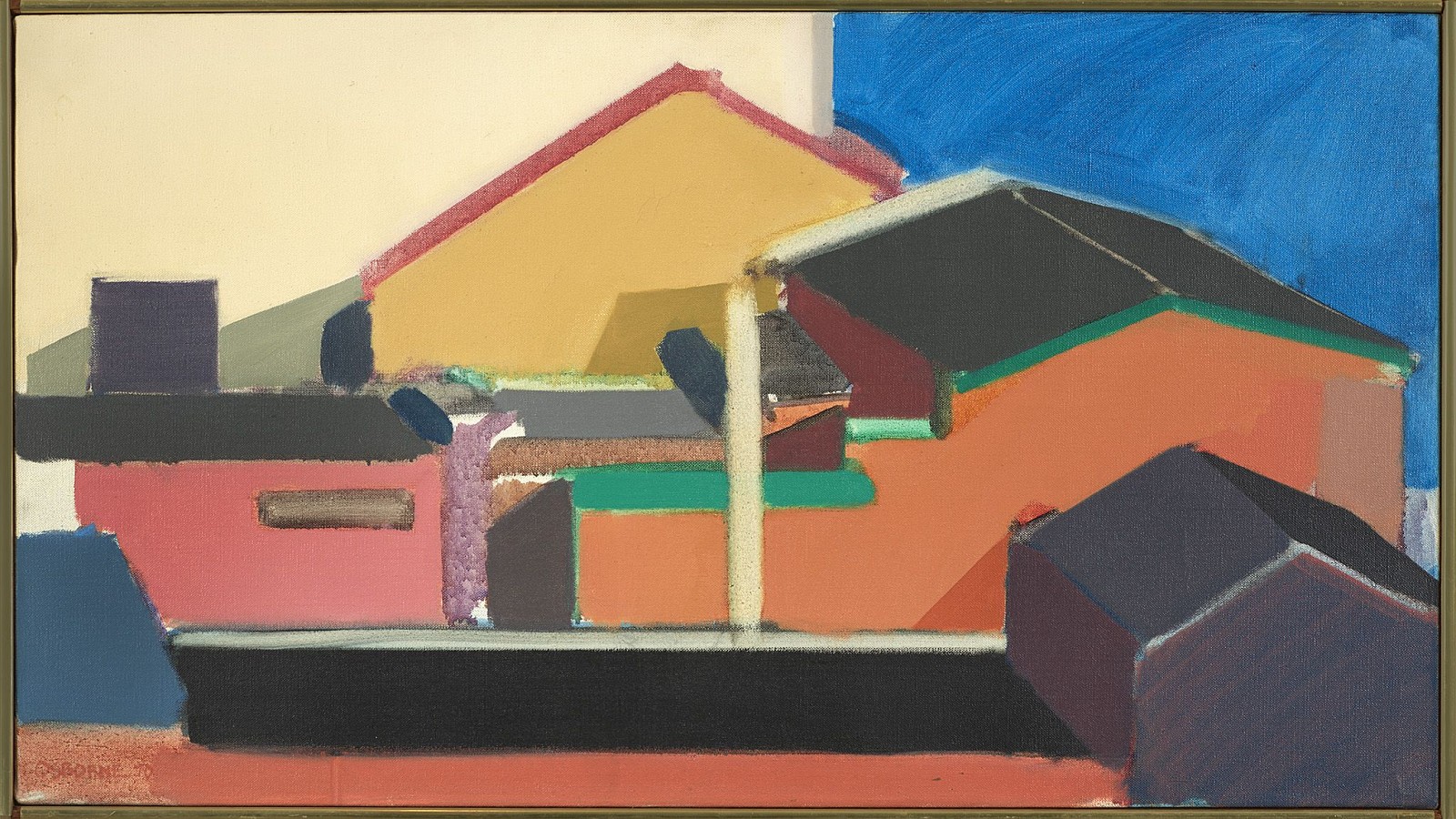 Elizabeth Osborne, Buildings North Window, 1970
Acrylic on canvas, 17 1/4 x 31 1/8 in. (43.8 x 79.1 cm)
OSB-00323