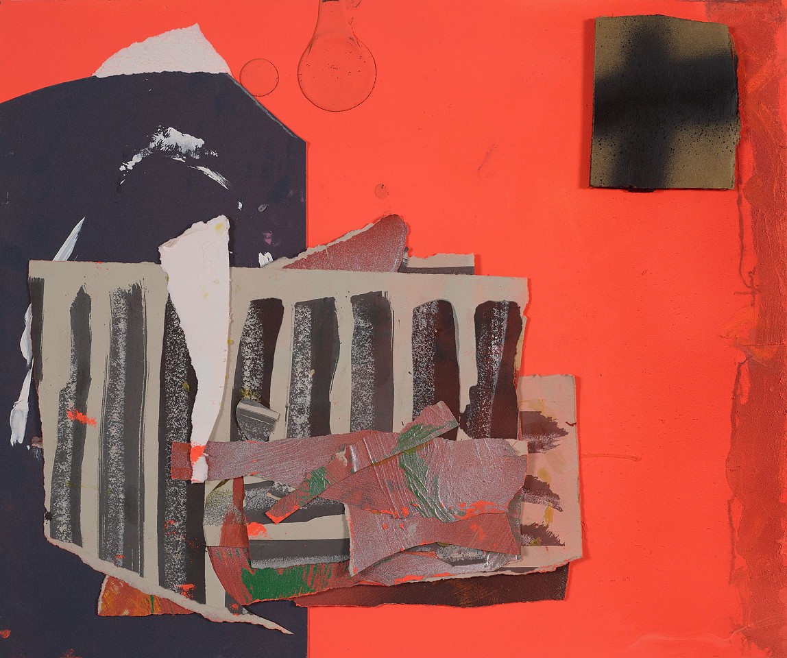 Frank Wimberley, Orange Flo Summary, 2023
Acrylic, spray paint, collage and cardboard on panel, 20 x 24 in. (50.8 x 61 cm)
WIM-00107