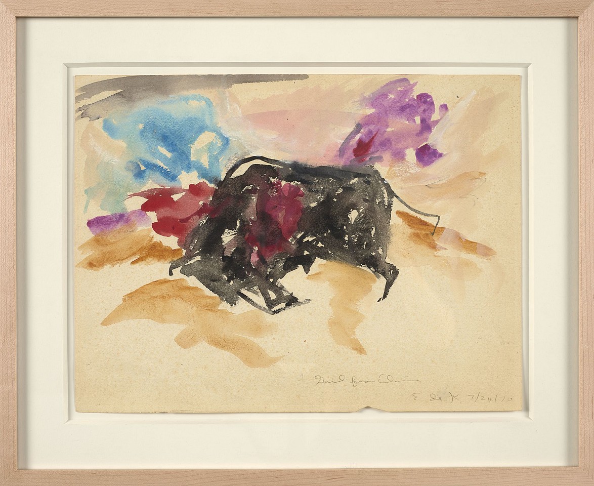 Elaine de Kooning, Untitled (Bull) | SOLD, 1970
Watercolor on paper, 12 1/4 x 16 in. (31.1 x 40.6 cm)
EDEK-00017