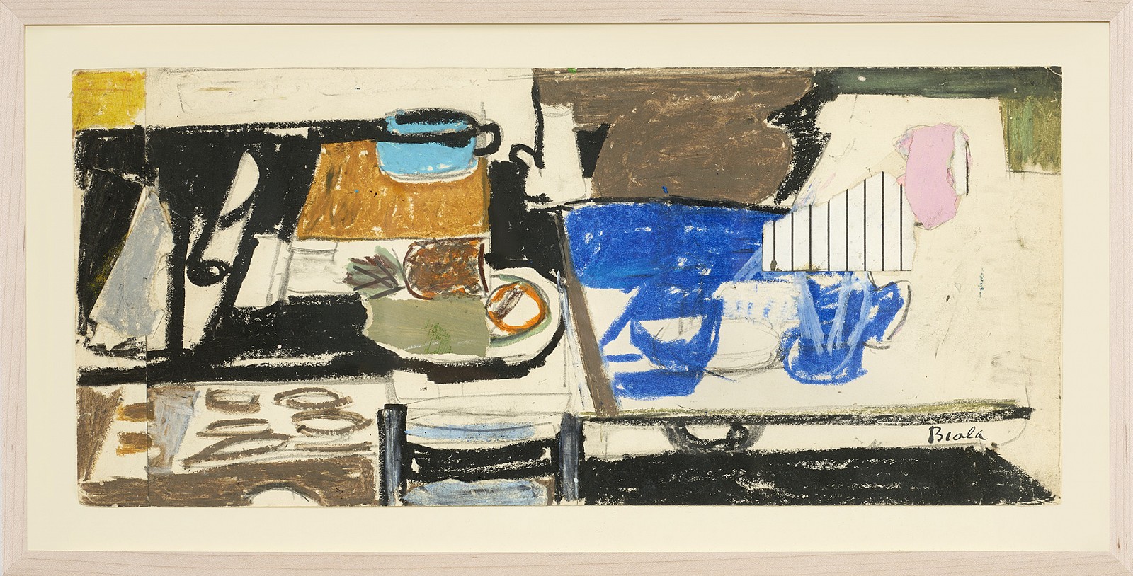 Janice Biala, Untitled (Still life with stove), c.1962
Oil pastel and collage on paper, 8 1/2 x 19 1/8 in. (21.6 x 48.6 cm)
BIAL-00054
