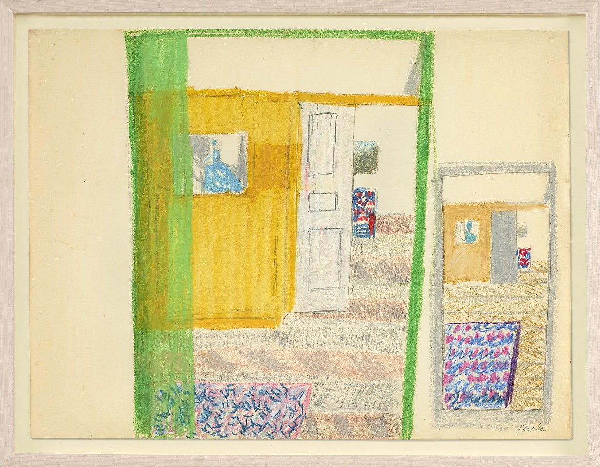 Janice Biala, Untitled (Double interior yellow room), c. 1975
Oil pastel and pencil on paper, 19 x 25 in. (48.3 x 63.5 cm)
BIAL-00061