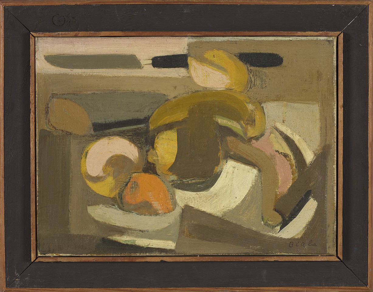Janice Biala, Nature morte aux fruits et couteau, 1952
Oil on canvas, 9 1/2 x 13 in. (24.1 x 33 cm)
BIAL-00047