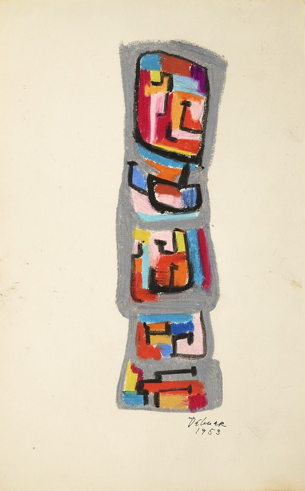 Dorothy Dehner, Untitled, 1953
Oil pastel on paper, 15 7/8 x 10 1/8 in. (40.3 x 25.7 cm)
DEH-00037