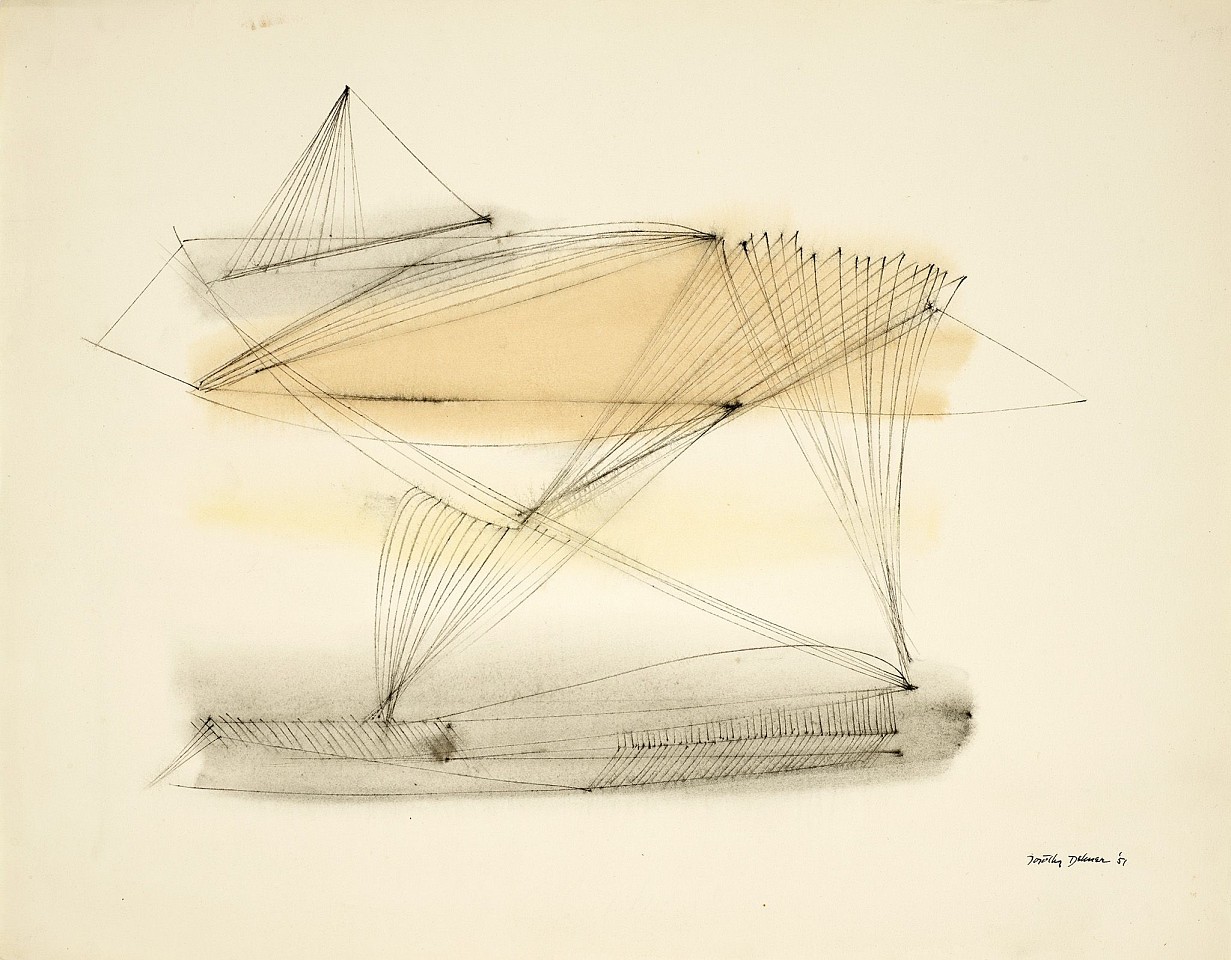 Dorothy Dehner, Untitled, 1951
Ink and watercolor on paper, 15 7/8 x 20 3/8 in. (40.3 x 51.8 cm)
DEH-00040