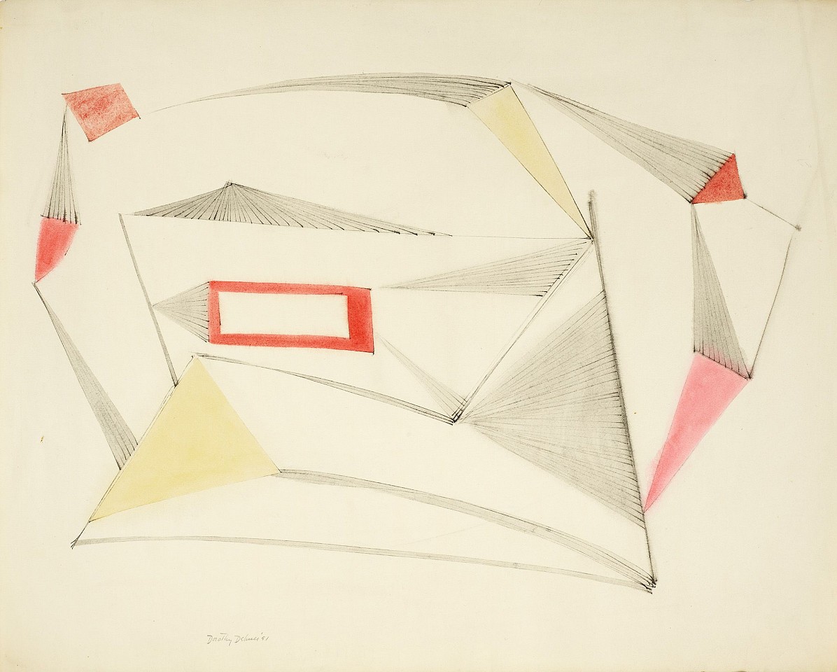 Dorothy Dehner, Breeze #12 (Fire Island 1950), 1951
Ink and watercolor on paper, 18 1/4 x 22 7/8 in. (46.4 x 58.1 cm)
DEH-00046